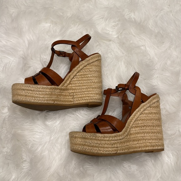 SAINT LAURENT YSL Tribute Wedges Camel Size 36.5 - Picture 2 of 8